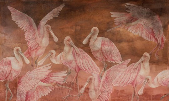 Wall Art Tempesta Ajaja - mural z motywem ptaków warzęch