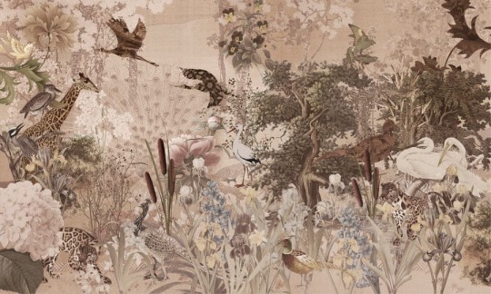 Wall Art Garden - mural z motywem dżungli, żyraf, ptaków