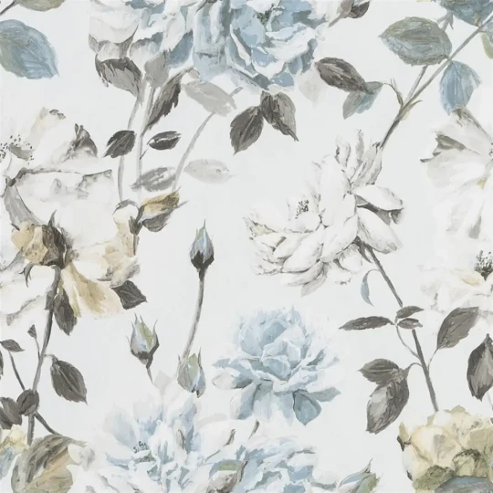 Designers Guild PDG711/05 Jardin Des Plantes Plain  & Textured II COUTURE ROSE - GRAPHITE - tapeta z motywem kwiatów