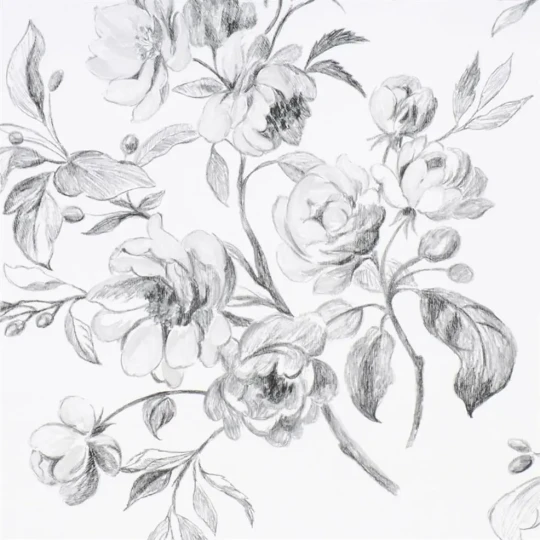 Designers Guild P540/01 Naturally III Watelet - Black and White - tapeta z motywem kwiatów