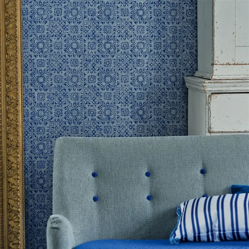 Designers Guild P605/13 Contarini SEREGO - EAU DE NIL - tapeta z motywem geometrycznych kafelek