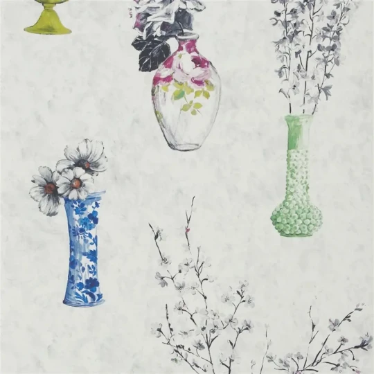 Designers Guild P611/01 Contarini CELESTE - PORCELAIN - tapeta z motywem kwiatów