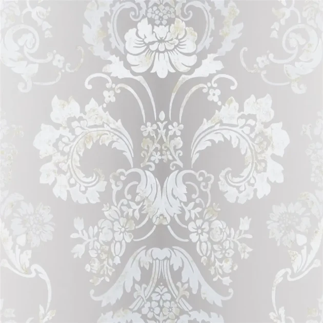 Designers Guild P619/04 Patterned Kashgar Platinum - tapeta z motywem adamaszku