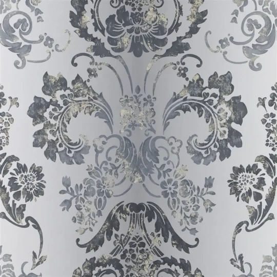 Designers Guild P619/06 Patterned Kashgar Graphite - tapeta z motywem adamaszku