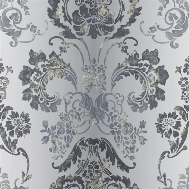 Designers Guild P619/06 Patterned Kashgar Graphite - tapeta z motywem adamaszku