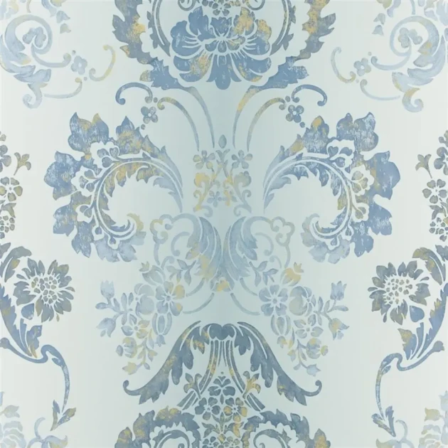 Designers Guild P619/07 Patterned Kashgar Zinc - tapeta z motywem adamaszku