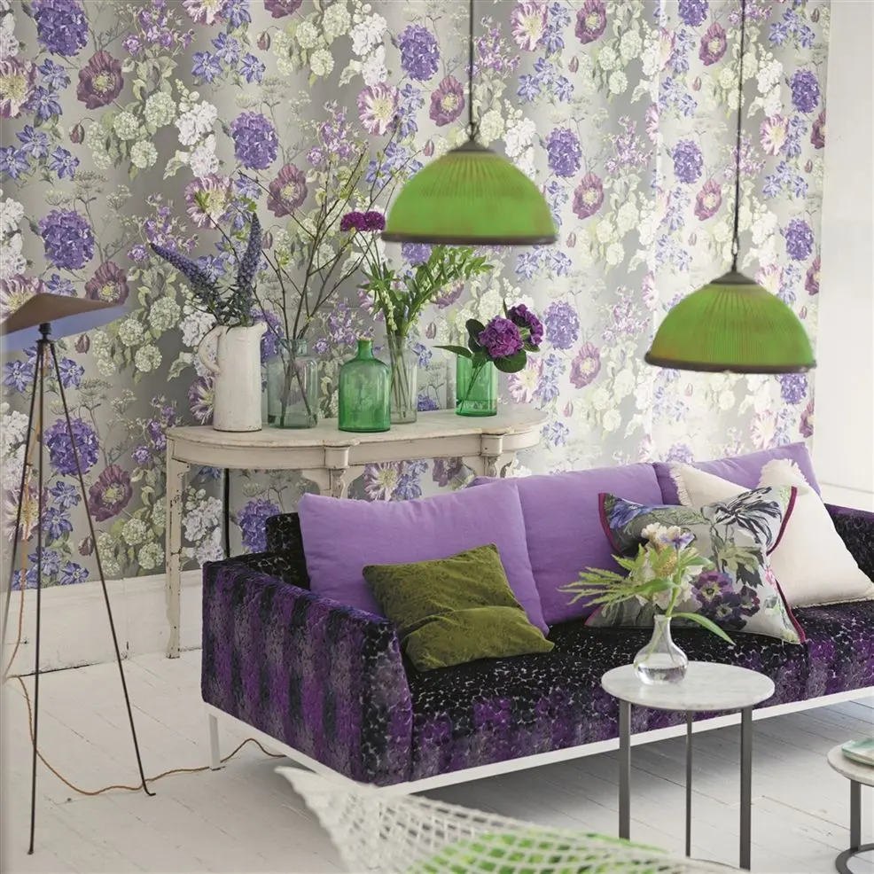 Designers Guild P623/03 Patterned ALEXANDRIA - AMETHYST - tapeta z motywem kwiatów