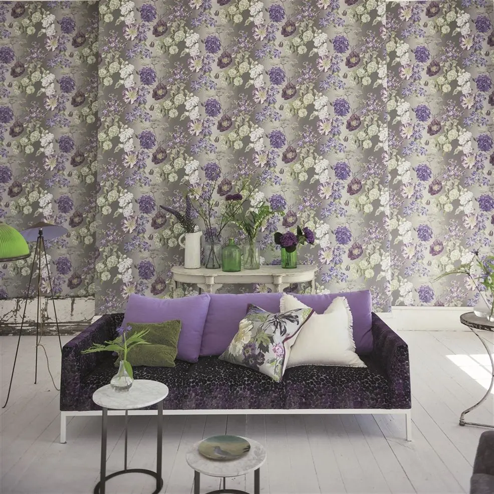 Designers Guild P623/03 Patterned ALEXANDRIA - AMETHYST - tapeta z motywem kwiatów