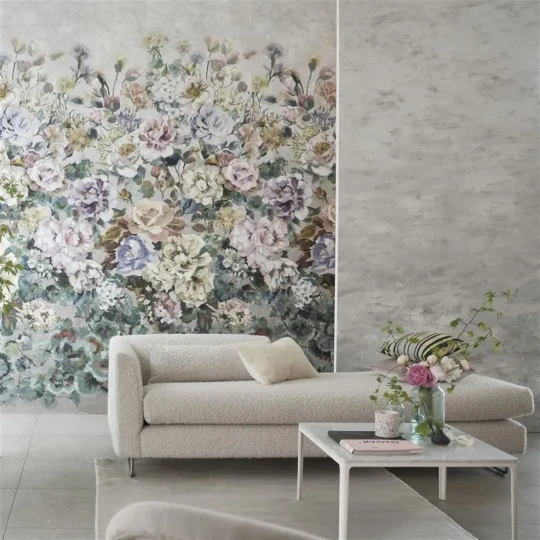Designers Guild PDG1123/02 Scenes & Murals II GRANDIFLORA ROSE HEATHER - mural z motywem akwarelowych kwiatów