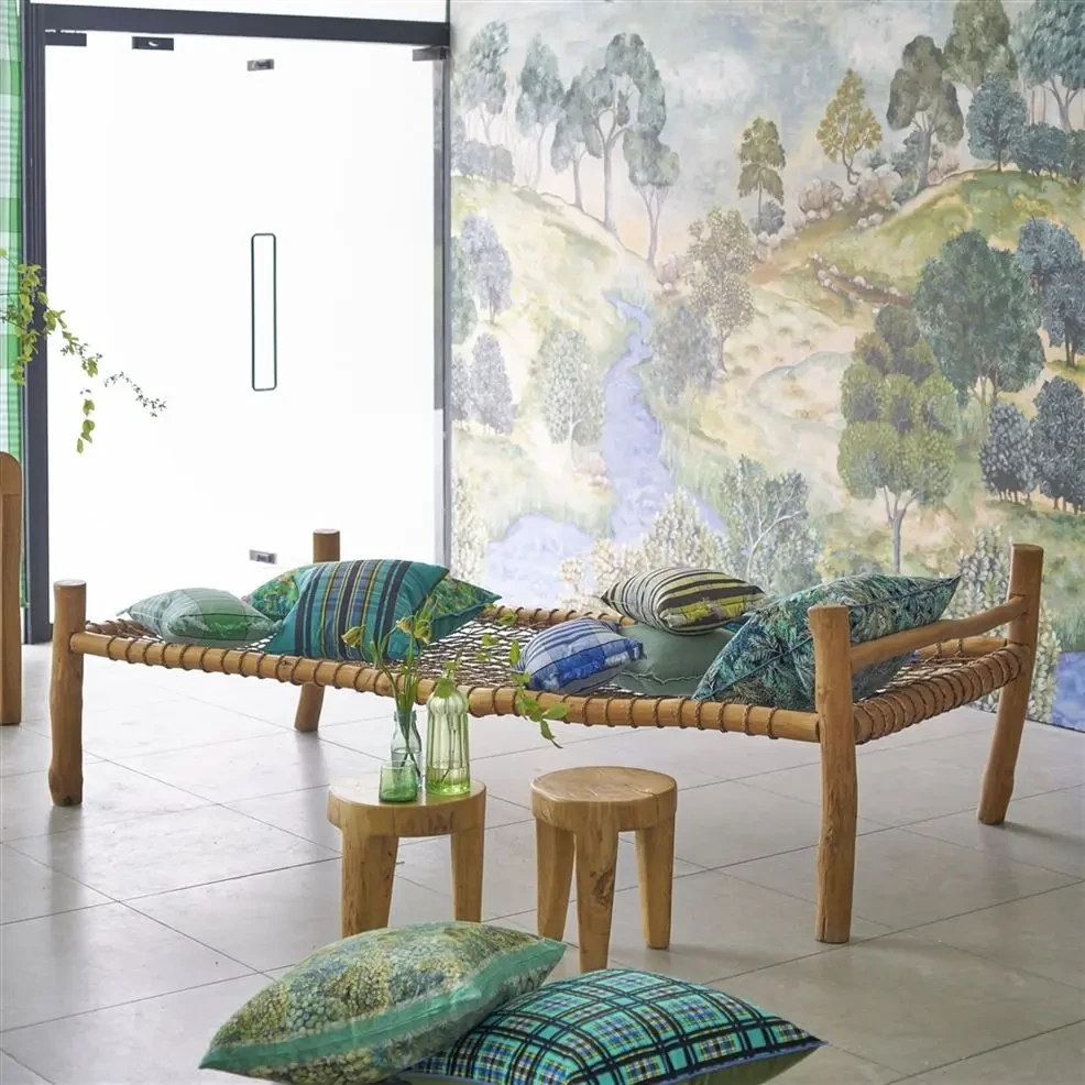 Designers Guild PDG1134/01 Scenes & Murals II BANDIPUR GRASSCLOTH SKY - mural z motywem drzew, rzeki i łąki