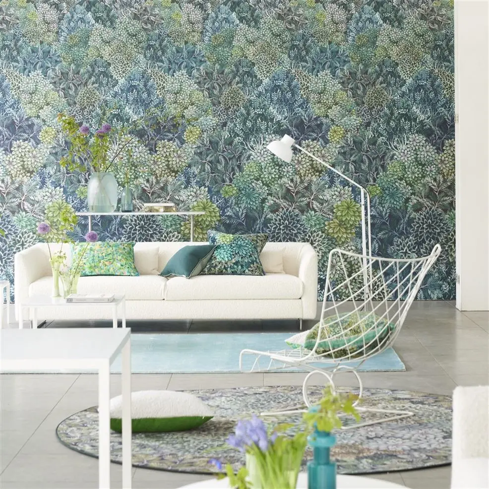 Designers Guild PDG1135/02 Scenes & Murals II MADHYA AZURE - mural z motywem drzew