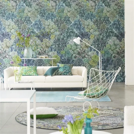 Designers Guild PDG1135/02 Scenes & Murals II MADHYA AZURE - mural z motywem drzew