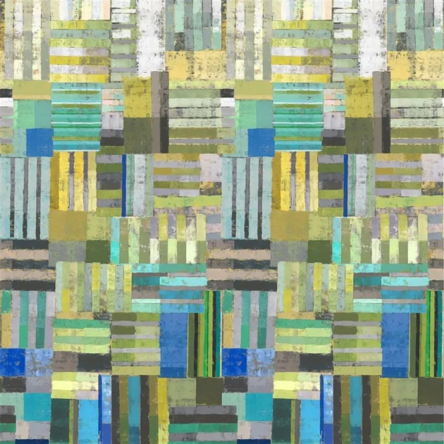 Designers Guild PDG1140/03 Scenes & Murals II ACHARA AZURE - mural z motywem geometrycznych pasków