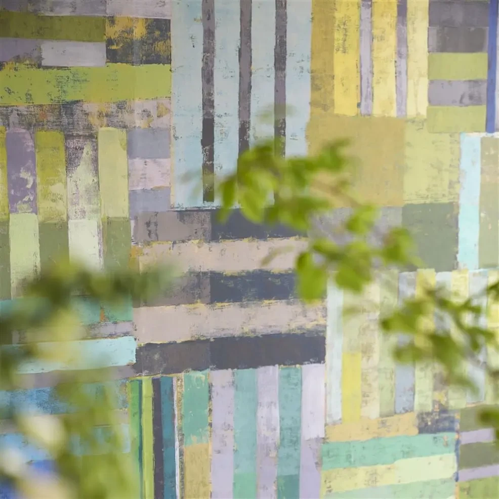 Designers Guild PDG1140/03 Scenes & Murals II ACHARA AZURE - mural z motywem geometrycznych pasków