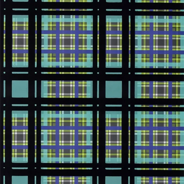Designers Guild PDG1143/02 Scenes & Murals II CHENNAI Azure - tapeta z motywem kraty