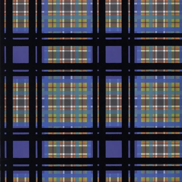 Designers Guild PDG1143/03 Scenes & Murals II CHENNAI COBALT - tapeta z motywem kraty