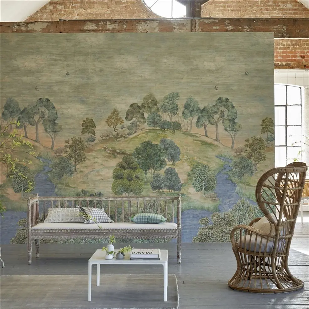 Designers Guild PDG1144/01 Scenes & Murals II BANDIPUR SKY - mural z motywem drzew, rzeki i łąki