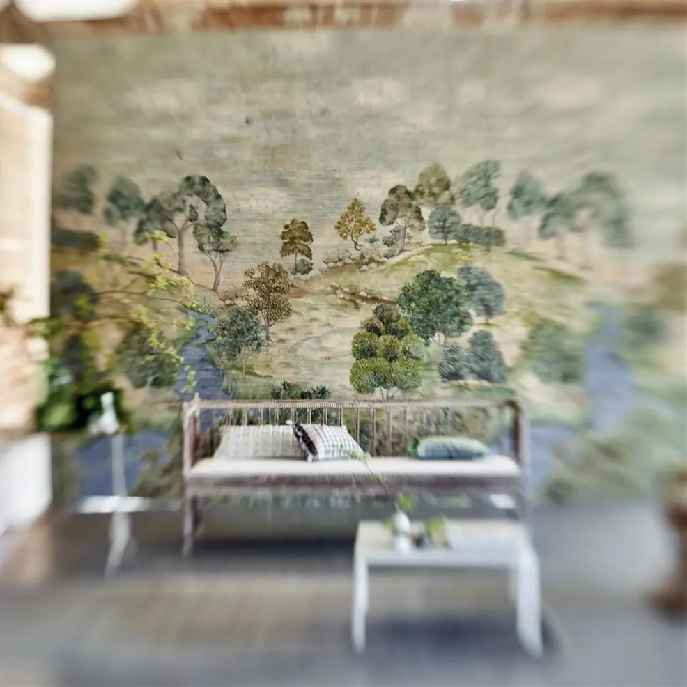 Designers Guild PDG1144/01 Scenes & Murals II BANDIPUR SKY - mural z motywem drzew, rzeki i łąki