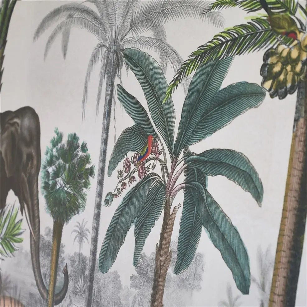 Designers Guild PJD6007/01 Scenes & Murals II PALM TRAIL SCENE 1 SEPIA - mural z motywem plam, słoni i sawanny