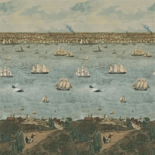 Designers Guild PJD6009/01 Scenes & Murals II SEAPORT OCEAN - mural z motywem portu morskiego