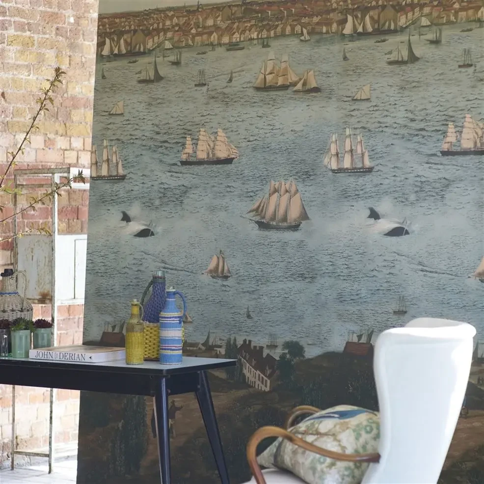 Designers Guild PJD6009/01 Scenes & Murals II SEAPORT OCEAN - mural z motywem portu morskiego