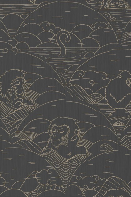Arte MO3001 Moooi Wallcovering Tokyo Blue Indigo Macaque - tapeta z motywem makak