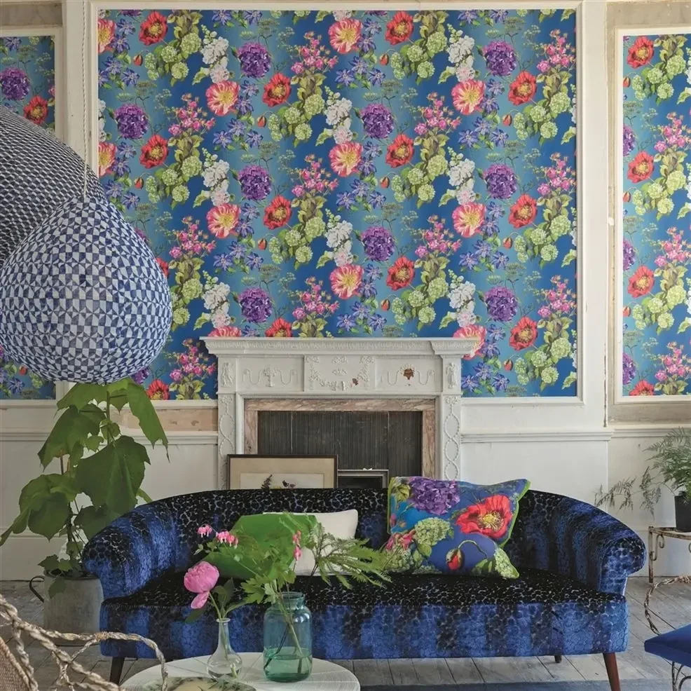 Designers Guild P623/02 Flowers ALEXANDRIA - MAGENTA - tapeta z motywem kwiatów