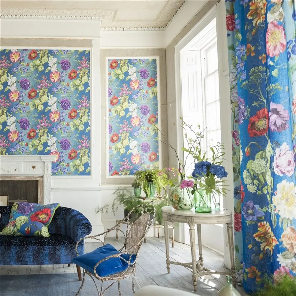 Designers Guild P623/02 Flowers ALEXANDRIA - MAGENTA - tapeta z motywem kwiatów