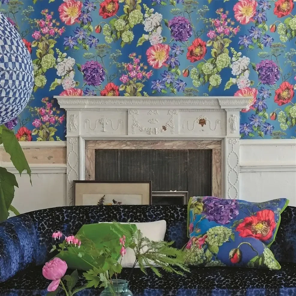 Designers Guild P623/02 Flowers ALEXANDRIA - MAGENTA - tapeta z motywem kwiatów
