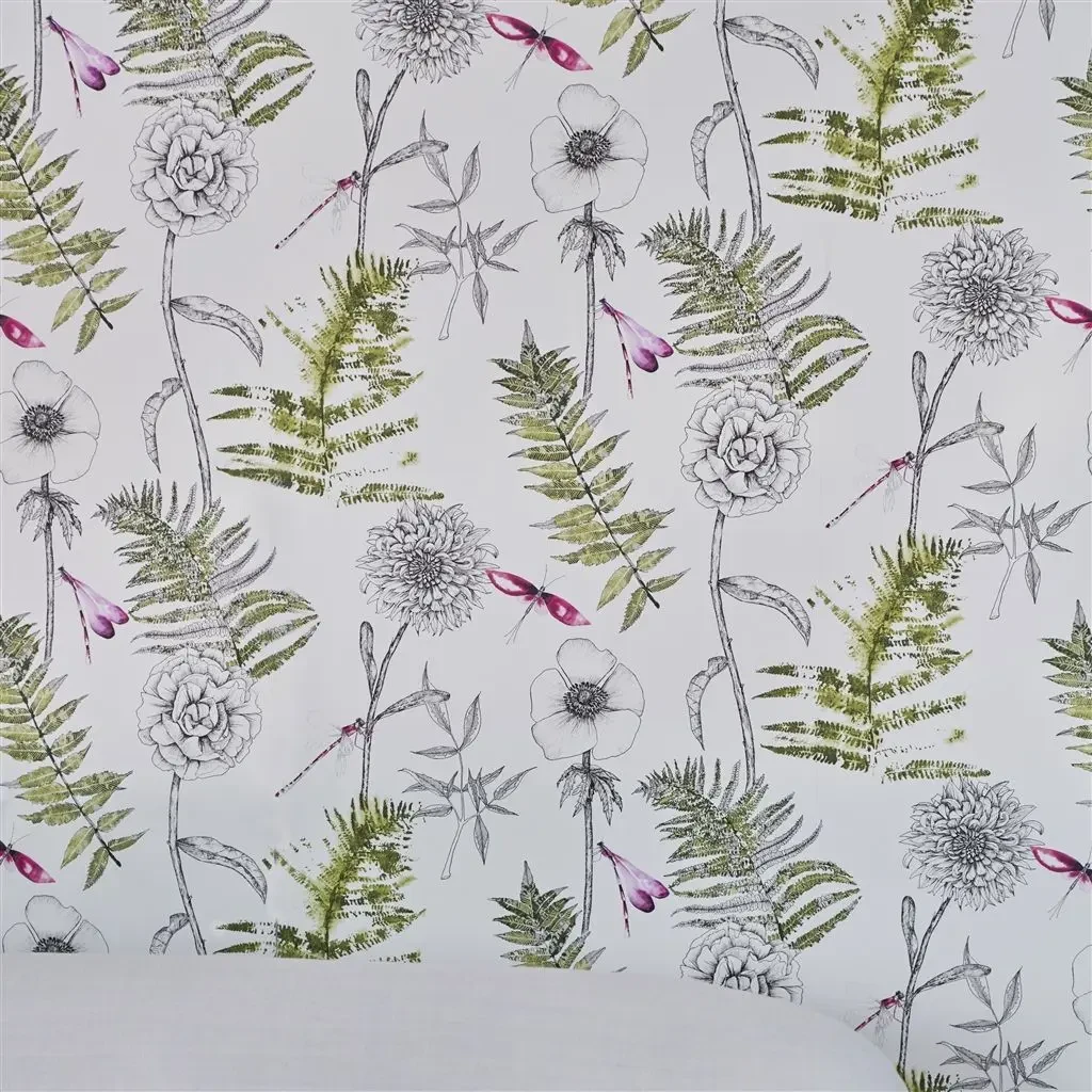Designers Guild PDG1022/01 Flowers ACANTHUS INDIGO - tapeta z motywem kwiatów i ważek