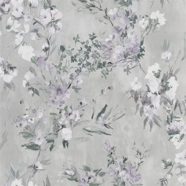 Designers Guild PDG1024/03 Flowers FAIENCE SILVER - tapeta z motywem kwiatów