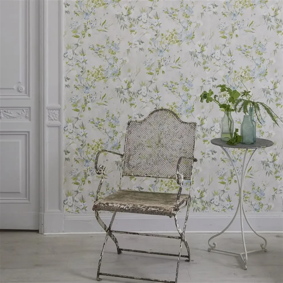 Designers Guild PDG1024/03 Flowers FAIENCE SILVER - tapeta z motywem kwiatów