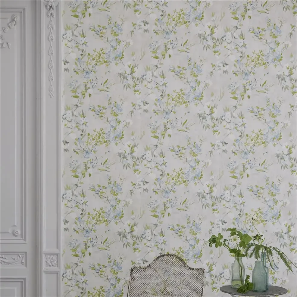 Designers Guild PDG1024/03 Flowers FAIENCE SILVER - tapeta z motywem kwiatów