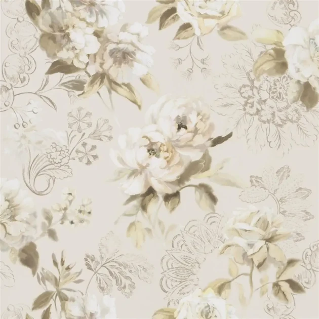 Designers Guild PDG1051/05 Flowers Victorine Pale Birch - tapeta z motywem łąki i kwiatów