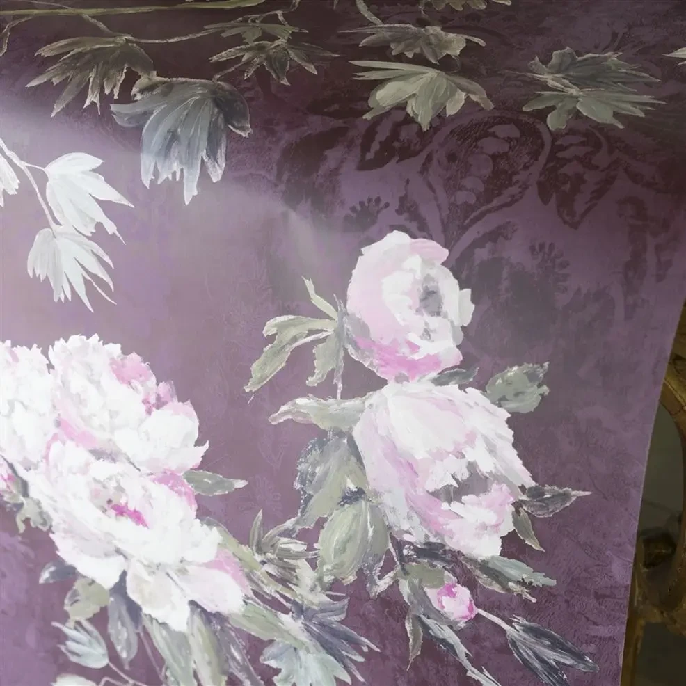 Designers Guild PDG673/04 Flowers Floreale Damson - tapeta z motywem gałązek i kwiatów