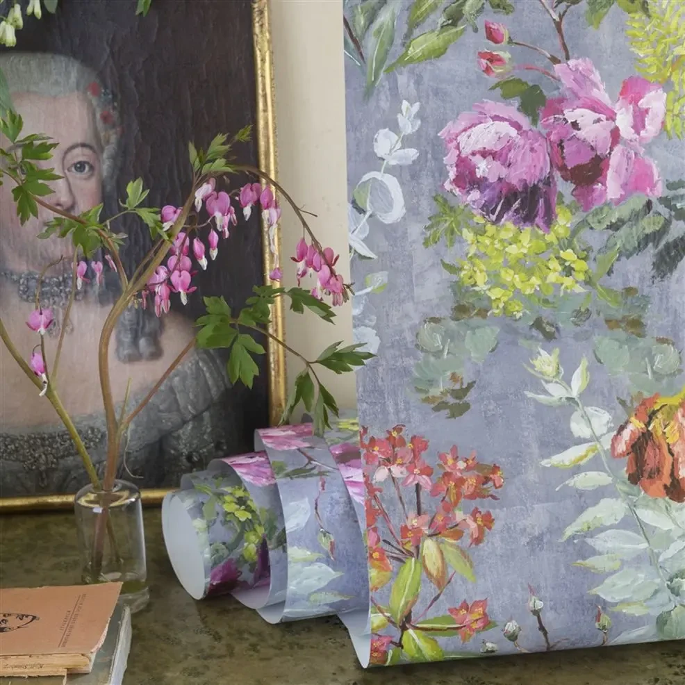 Designers Guild PDG678/01 Flowers Tulipani Graphite - tapeta z motywem kwiatów