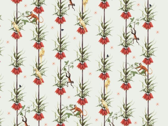 BN 200430 Creative Lab Amsterdam Parrots & Monkeys - mural z motywem małp, ptaków i lian