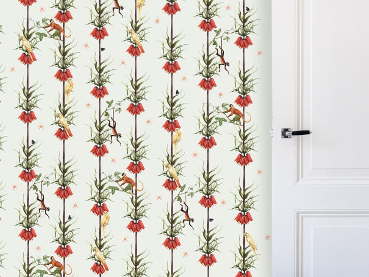 BN 200430 Creative Lab Amsterdam Parrots & Monkeys - mural z motywem małp, ptaków i lian