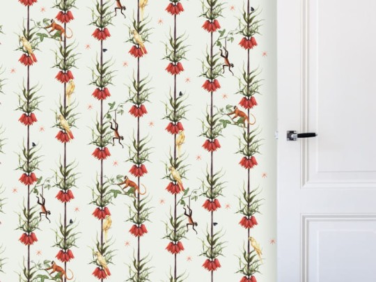 BN 200430 Creative Lab Amsterdam Parrots & Monkeys - mural z motywem małp, ptaków i lian