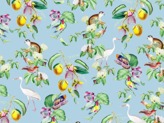 BN 200433 Creative Lab Amsterdam Happy Paradise - mural z motywem ptaków, owoców i dzikich zwierząt