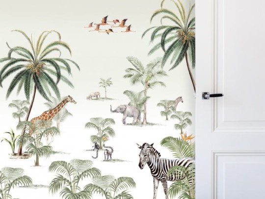 BN 200434 Creative Lab Amsterdam Crossing the Savannah - mural z motywem sawanny i dzikich zwierząt