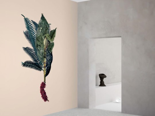 BN 300362 Rive Roshan Philo-Areca Light - mural z motywem kwiatów i liści na jednolitym tle