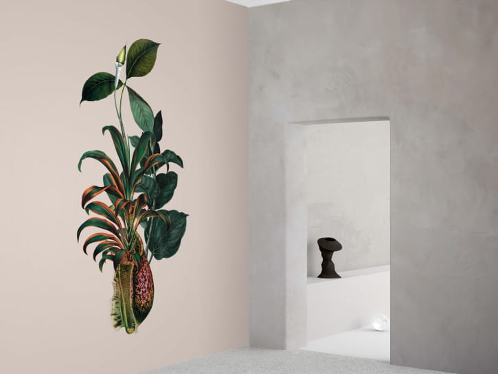 BN 300365 Rive Roshan Calla-Alata Light - mural z motywem kwiatów i liści na jednolitym tle
