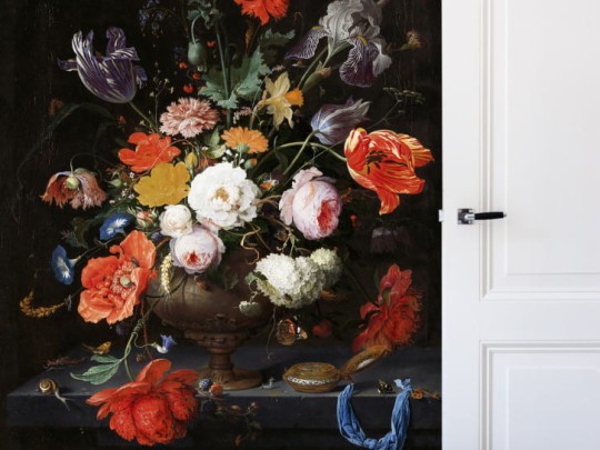 BN 30729 Famous Painters Still Life with Flowers and a Watch by Mignon - mural z motywem kwiatów