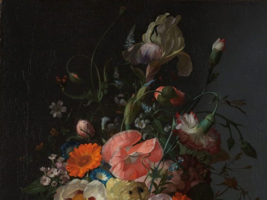 BN 30772 Famous Painters Still Life with Flowers on a Marble Tabletop by Rachel Ruysch - mural z motywem kwiatów