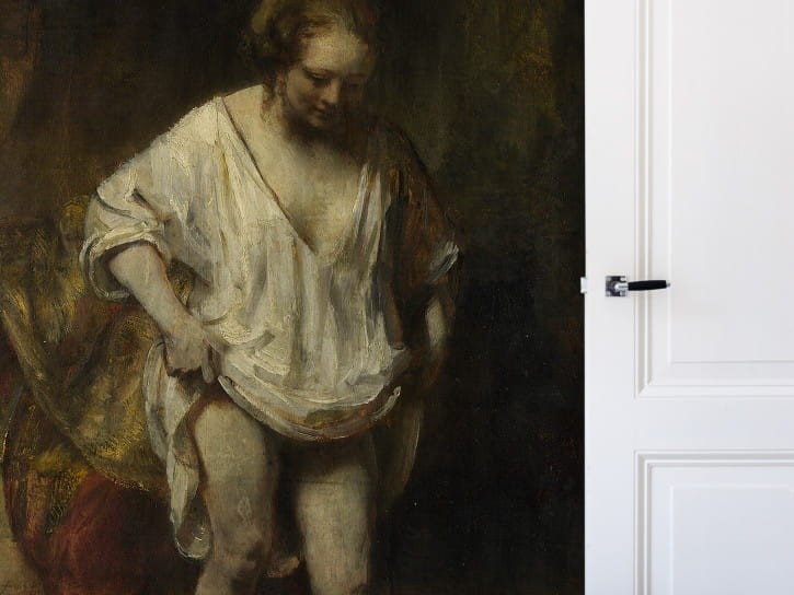 BN 30594 Famous Painters A Woman Bathing in a Stream - Badende vrouw by Rembrandt van Rijn - mural z motywem kobiety w strumieniu