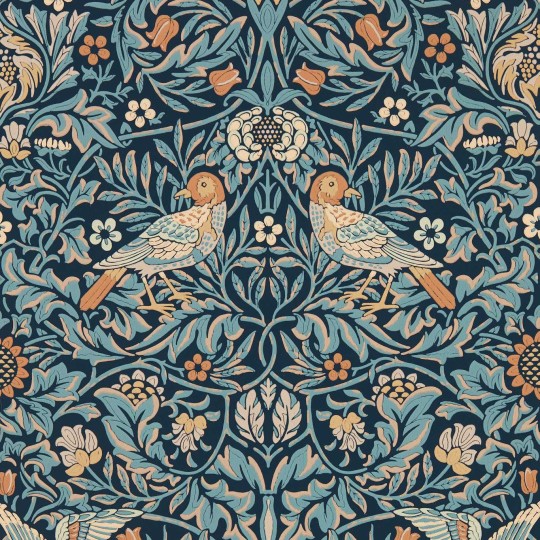 Morris & Co 217193 Emery Walker’s House Bird Webb’s Blue - tapeta roślinna z ptakami