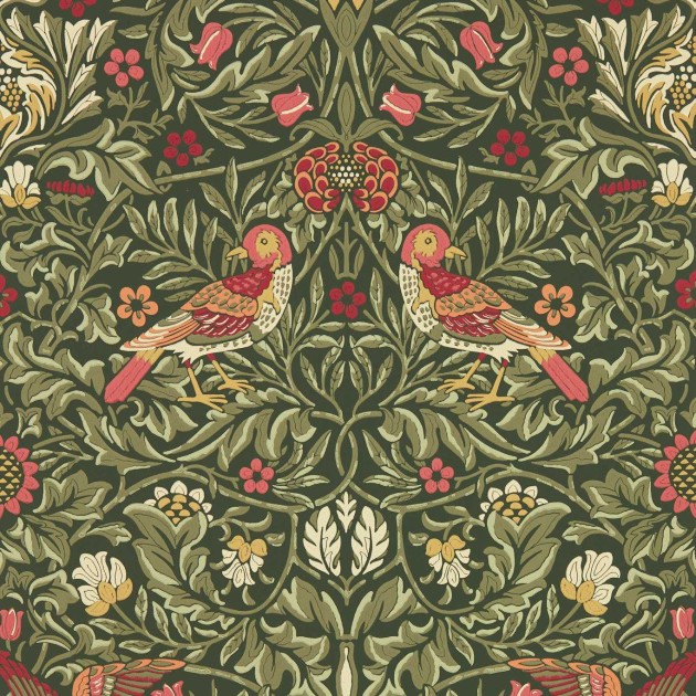 Morris & Co 217194 Emery Walker’s House Bird Wooded Dell - tapeta roślinna z ptakami