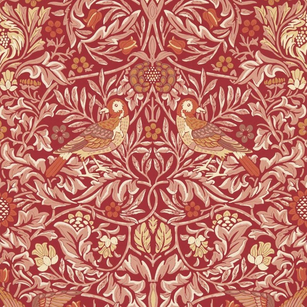 Morris & Co 217195 Emery Walker’s House Bird Madder/Weld - tapeta roślinna z ptakami