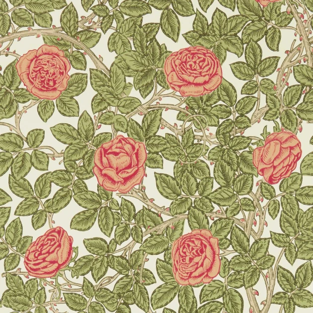 Morris & Co 217207 Emery Walker’s House Rambling Rose Twining Vine - tapeta w róże